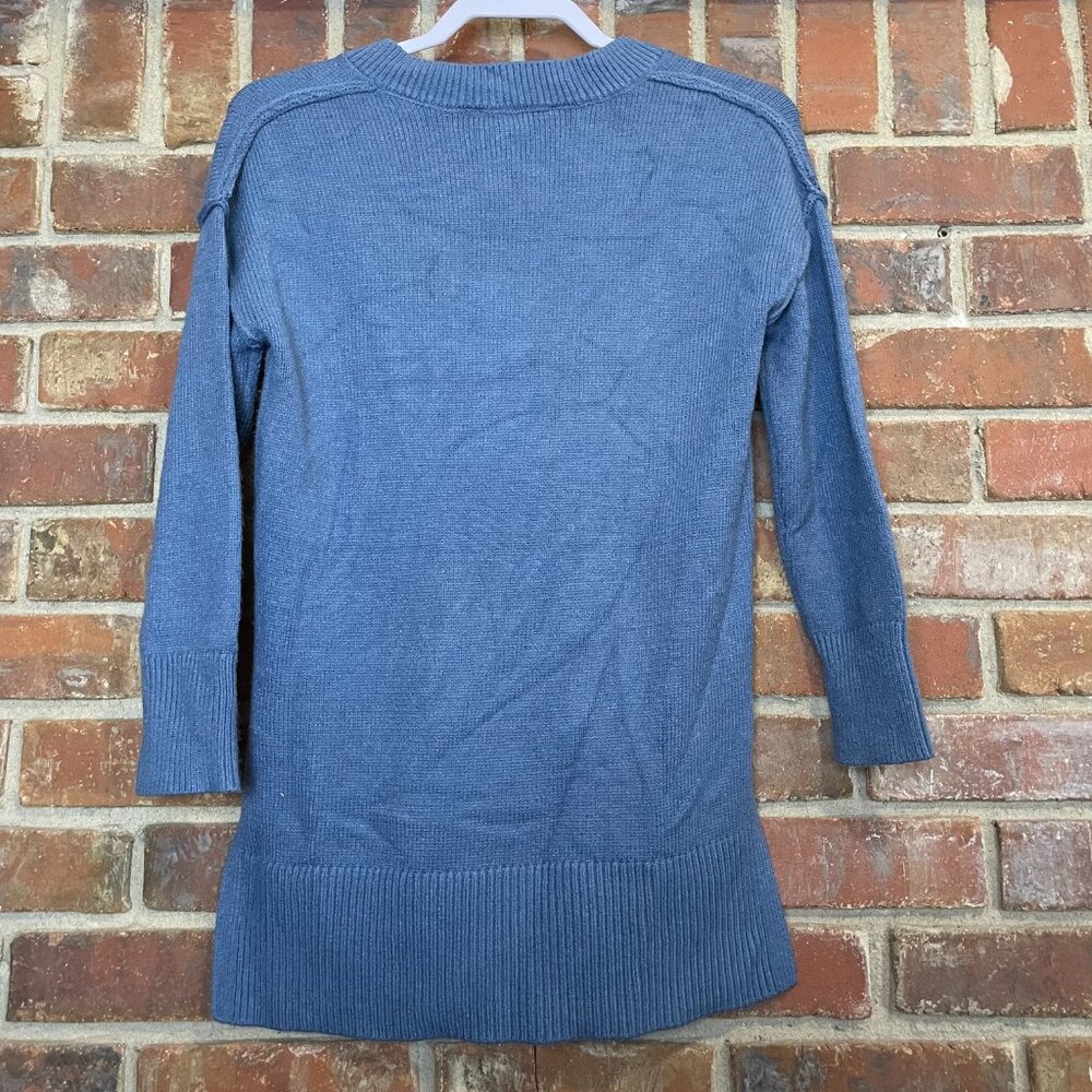 Philosophy Sweater V-Neck High Low‎ Hem Ribbed Cuffs Lightweight Blue Women's XS - Picture 6 of 12
